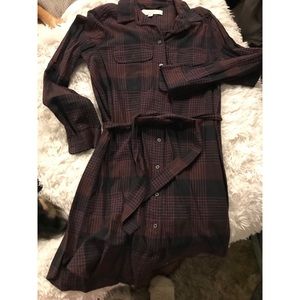 Flannel tied dress